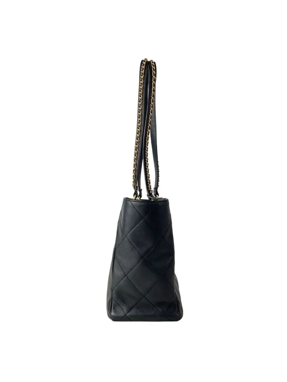 Chanel Tote Quilted Black Metal Vintage Gold